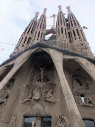 Front of the Sagrada Família church, with the Passion Facade