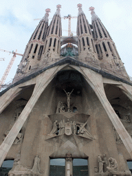 Front of the Sagrada Família church, with the Passion Facade