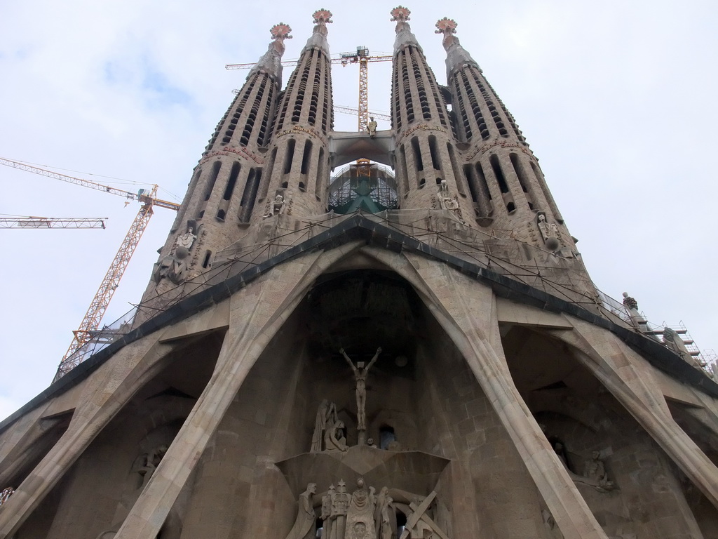 Front of the Sagrada Família church, with the Passion Facade