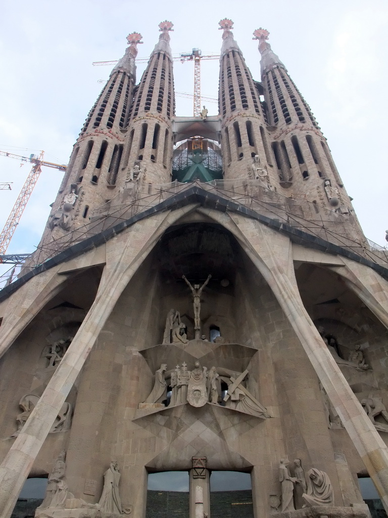 Front of the Sagrada Família church, with the Passion Facade