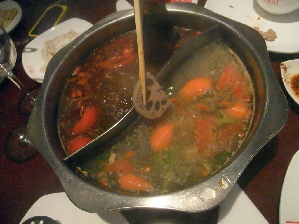 Fondue at the `L`Olla de Sichuan` restaurant at the Carrer d`Aragó street