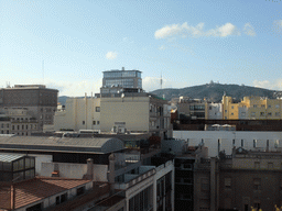 View from the roof of the La Pedrera building on the region to the northwest, with Mount Tibidabo and the Temple Expiatori del Sagrat Cor church