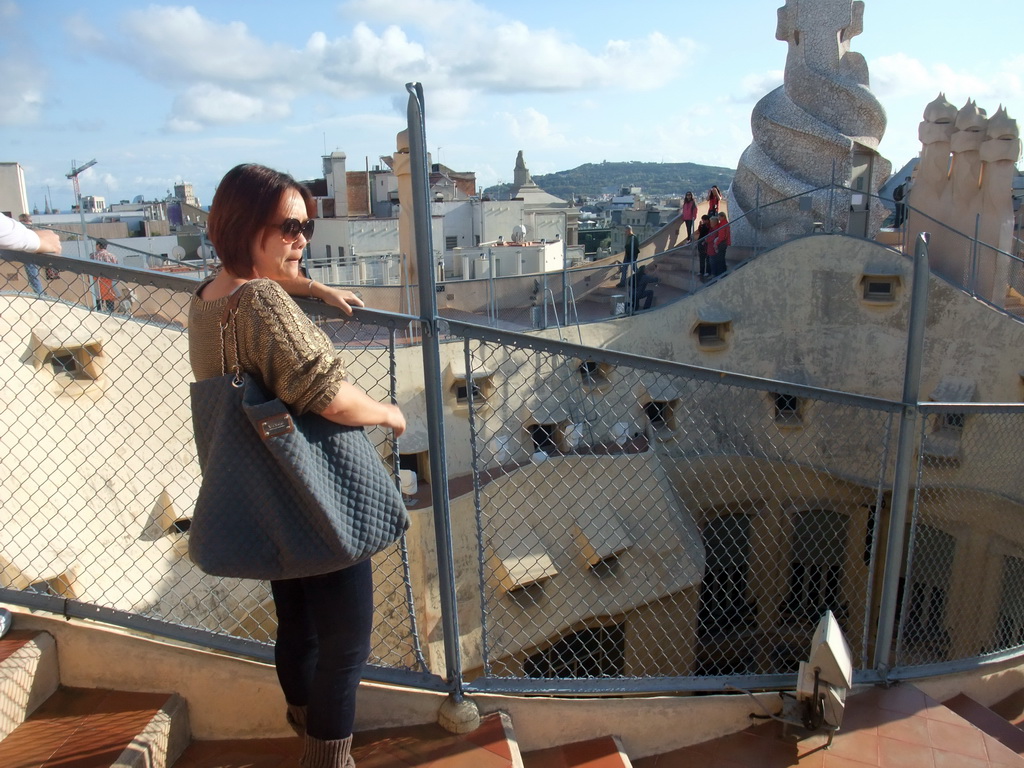 Miaomiao at the roof of the La Pedrera building