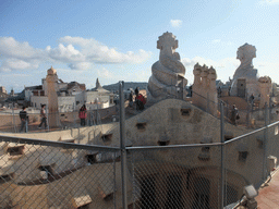 The roof of the La Pedrera building with chimneys and ventilation towers