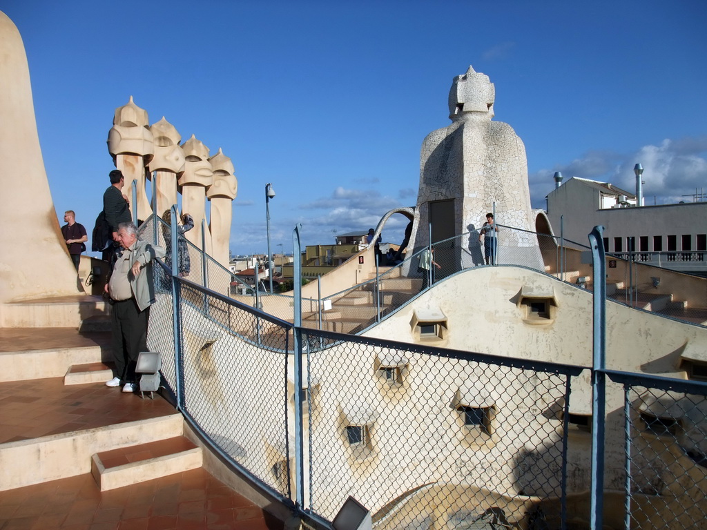 The roof of the La Pedrera building with chimneys and ventilation towers