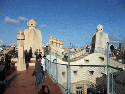 The roof of the La Pedrera building with chimneys and ventilation towers