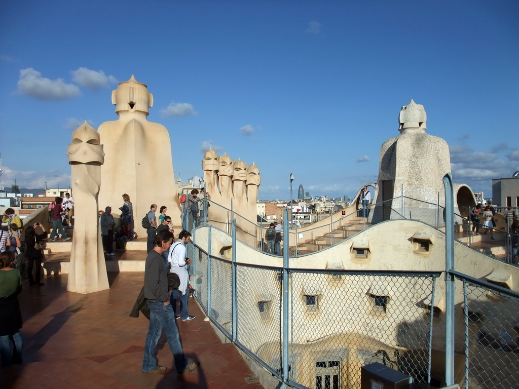 The roof of the La Pedrera building with chimneys and ventilation towers