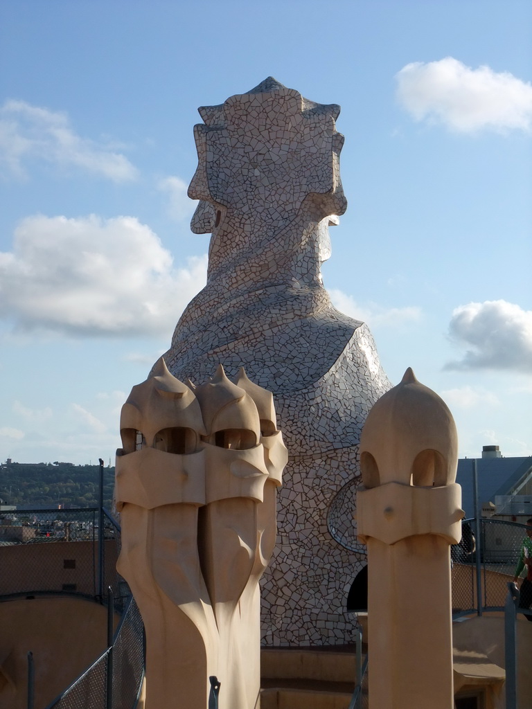 Chimney and ventilation towers at the roof of the La Pedrera building