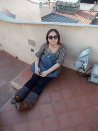 Miaomiao at the roof of the La Pedrera building