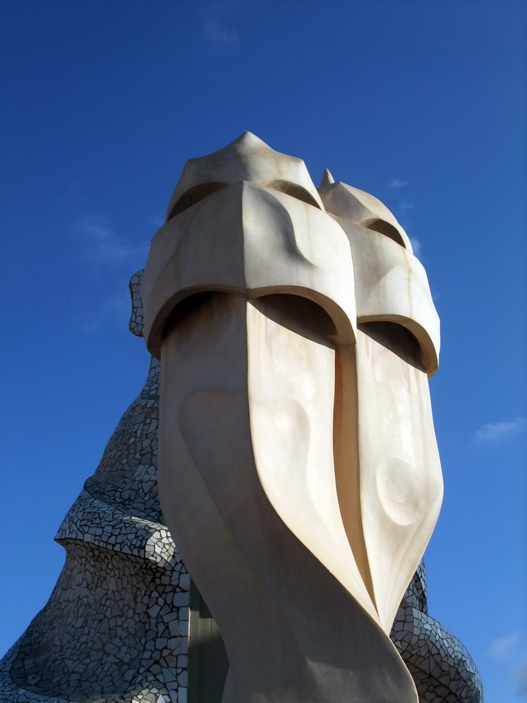 Chimney and ventilation towers at the roof of the La Pedrera building