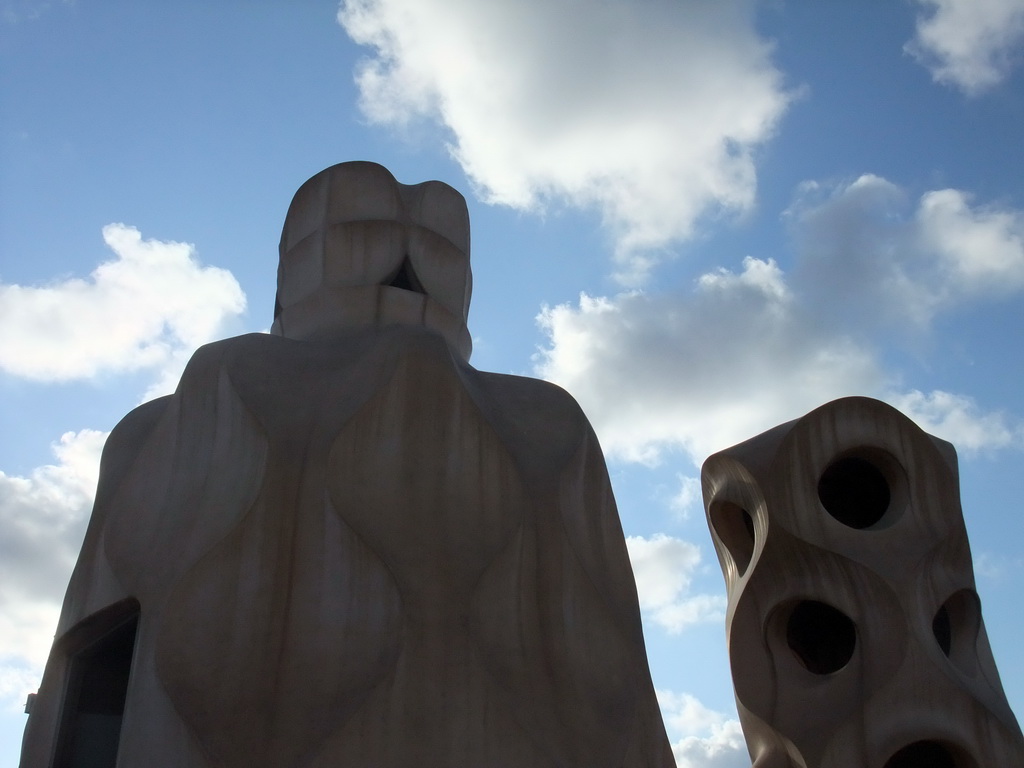 Chimneys at the roof of the La Pedrera building