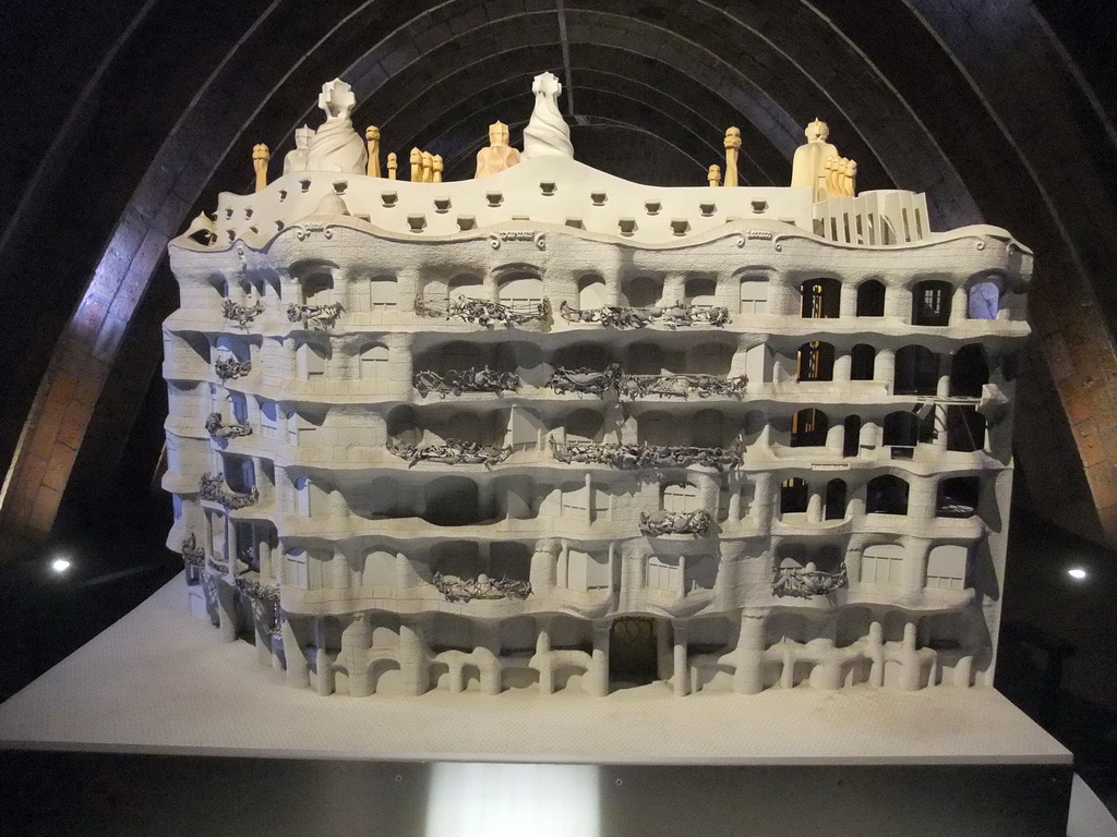 Front of a scale model of the La Pedrera building, at the top floor of the La Pedrera building