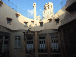 View on the roof and the east inner courtyard, from the apartment floor of the La Pedrera building