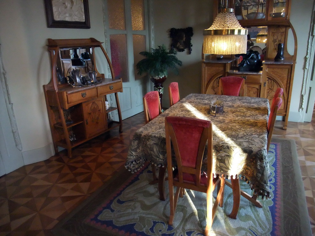 Dining room at the apartment floor of the La Pedrera building