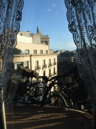 View from the apartment floor of the La Pedrera building on the balcony and the Passeig de Gràcia street