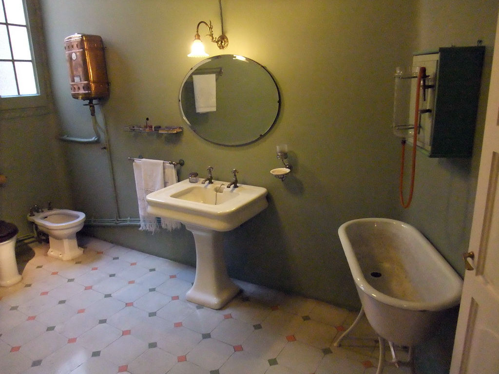 Bathroom at the apartment floor of the La Pedrera building