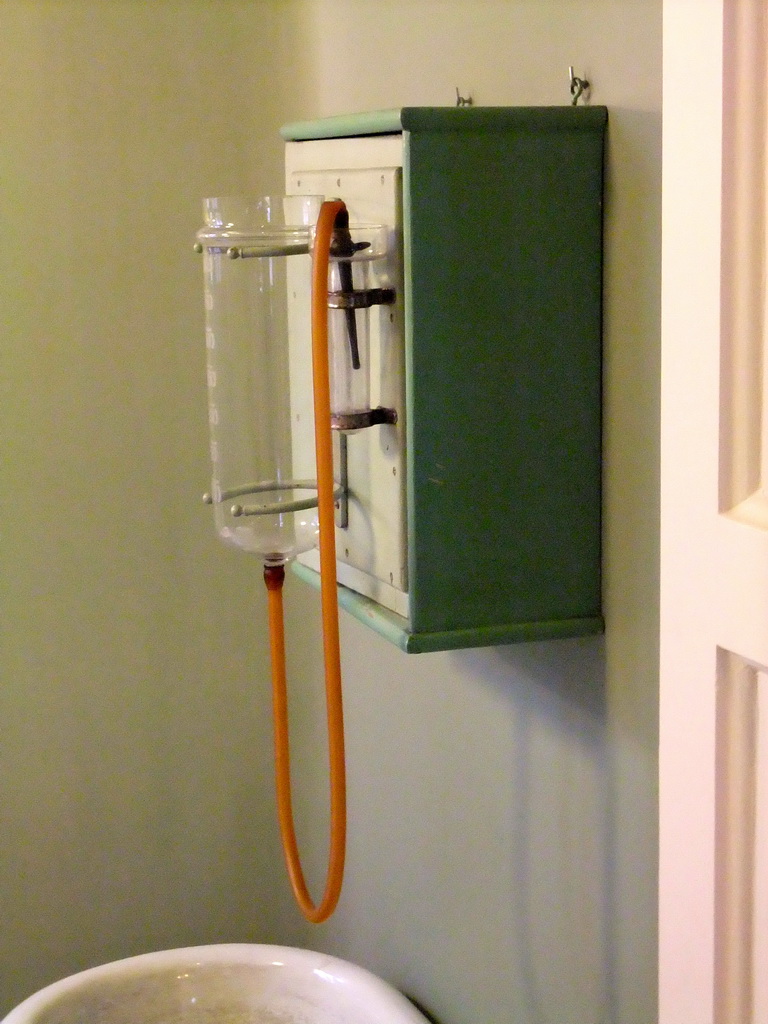 Instrument in the bathroom at the apartment floor of the La Pedrera building