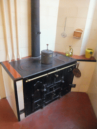 Furnace in the kitchen at the apartment floor of the La Pedrera building