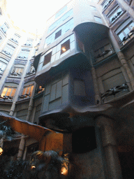 Looking up from the east inner courtyard of the La Pedrera building