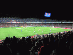 Players doing the warm-up just before the football match FC Barcelona - Sevilla FC in the Camp Nou stadium