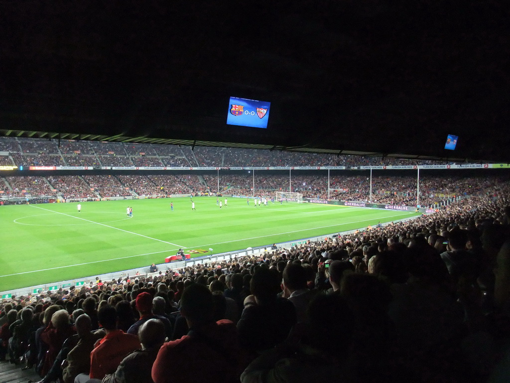 Sevilla FC in the attack during the football match FC Barcelona - Sevilla FC in the Camp Nou stadium