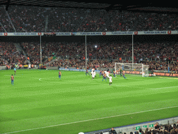 Sevilla FC taking a corner kick during the football match FC Barcelona - Sevilla FC in the Camp Nou stadium