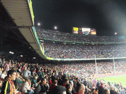 Left grandstands during halftime at the football match FC Barcelona - Sevilla FC in the Camp Nou stadium