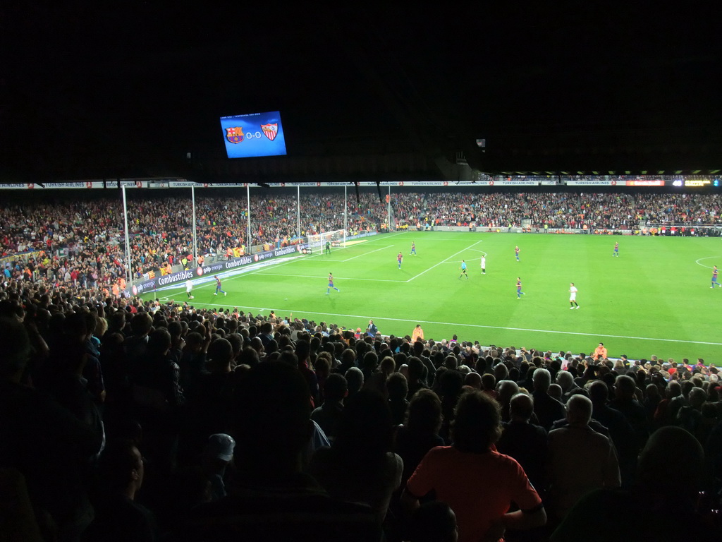 Sevilla FC in the attack during the football match FC Barcelona - Sevilla FC in the Camp Nou stadium