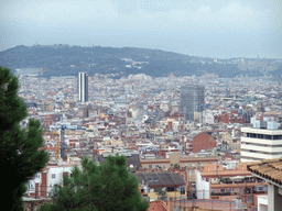 View from Park Güell on the city center and the Montjuïc hill with the Museu Nacional d`Art de Catalunya