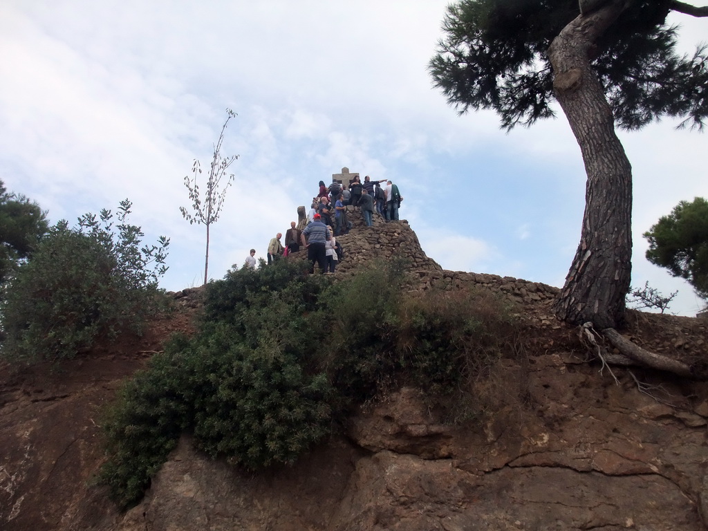 Hill with three crosses at the highest point of Park Güell