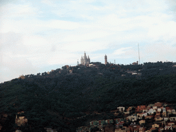 Mount Tibidabo with the Temple Expiatori del Sagrat Cor church, viewed from Park Güell