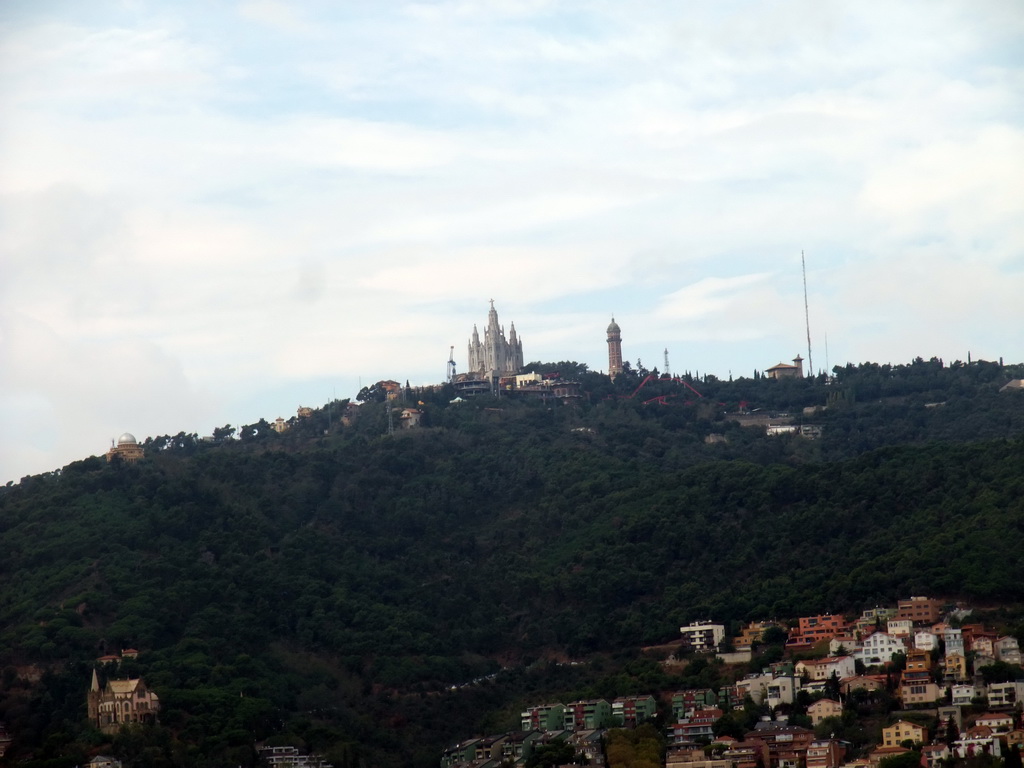Mount Tibidabo with the Temple Expiatori del Sagrat Cor church, viewed from Park Güell