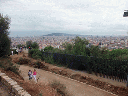 View from Park Güell on the city center and the Montjuïc hill