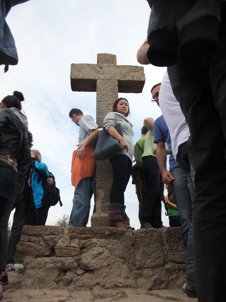 Miaomiao at the hill with three crosses at the highest point of Park Güell