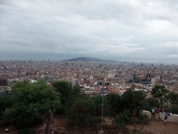 View from Park Güell on the city center and the Montjuïc hill