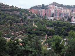 View from the hill with three crosses on the rest of Park Güell and the region to the east