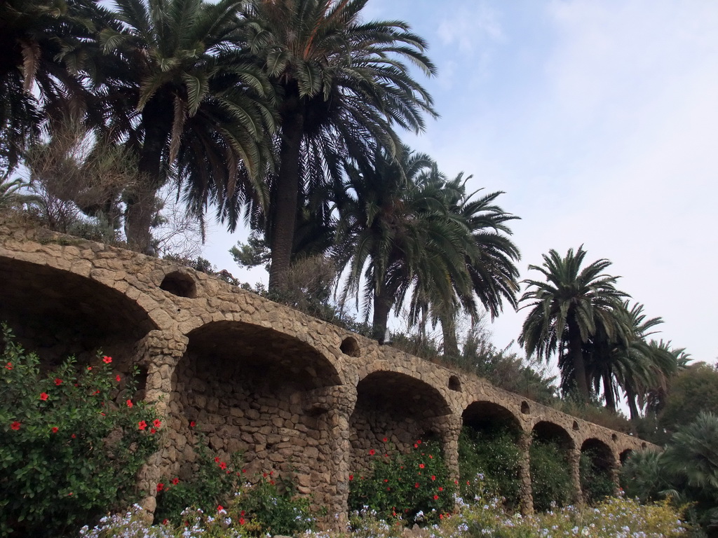 Gallery with trees at the east part of Park Güell