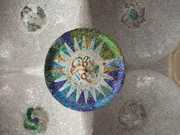 Mosaic at the ceiling of the Hipostila room at Park Güell