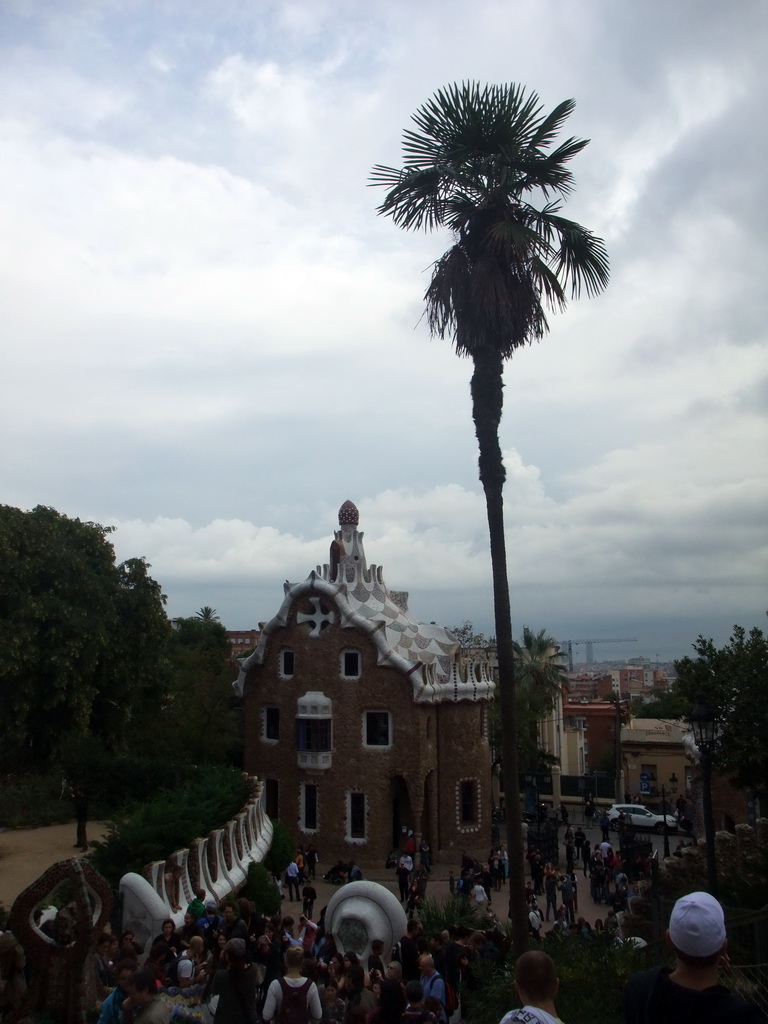Entrance staircase and the east entrance building of Park Güell