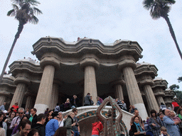 The Hipostila room at Park Güell, viewed from the entrance staircase