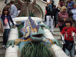 Mosaic dragon at the entrance staircase at Park Güell