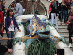 Mosaic dragon at the entrance staircase at Park Güell