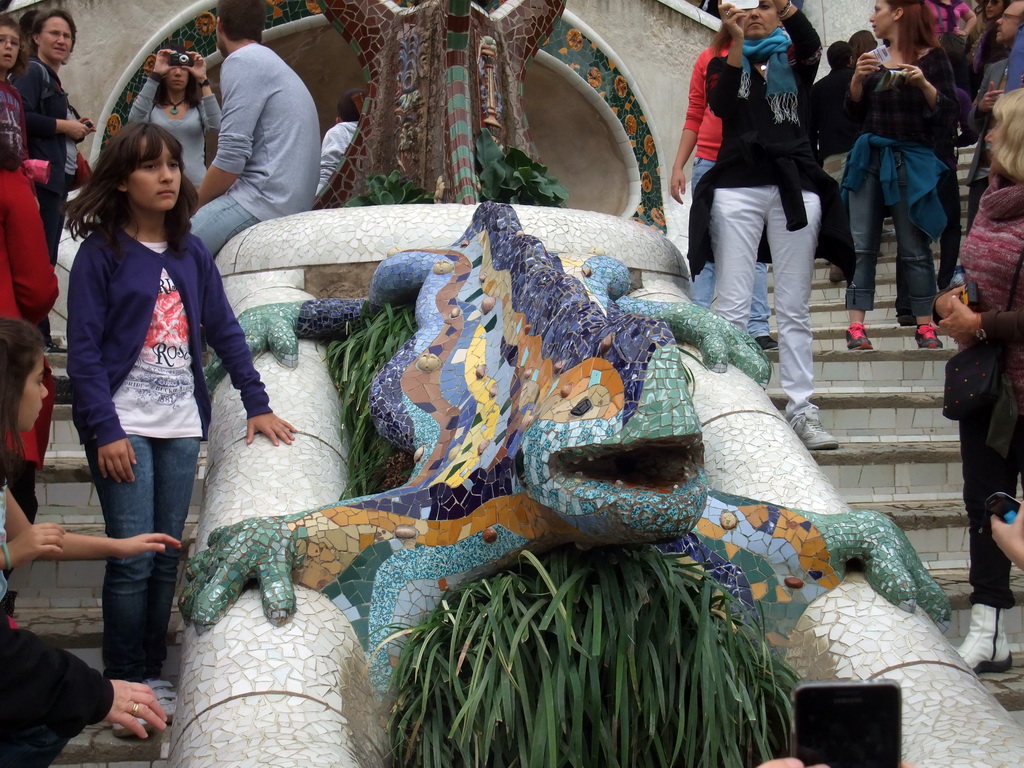 Mosaic dragon at the entrance staircase at Park Güell