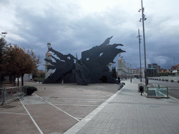 Sculpture of a dragon and towers at the Parc de l`Espanya Industrial
