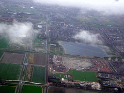 The Recreatieplas Toolenburg lake, viewed from the airplane from Amsterdam