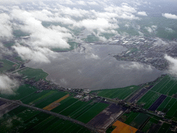 The Braassemermeer lake, viewed from the airplane from Amsterdam