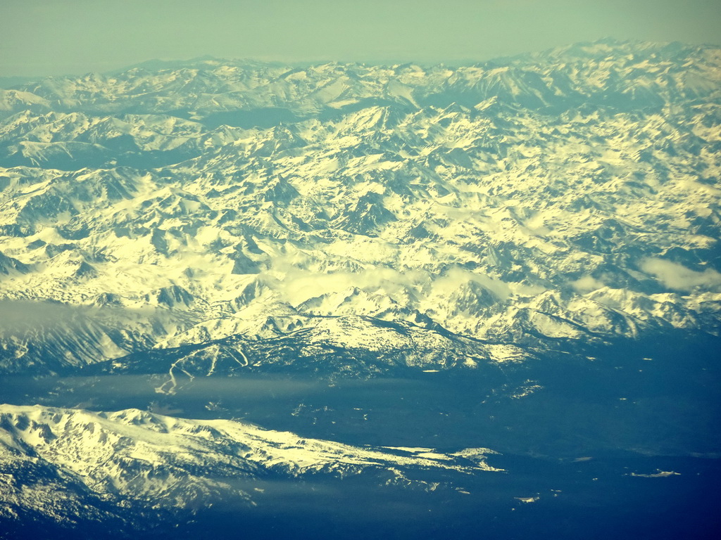 The Pyrenees mountain range, viewed from the airplane from Amsterdam