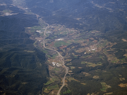 The towns of Argelaguer, Sant Jaume de Llierca, Tortella, Montagut and La Cometa, viewed from the airplane from Amsterdam