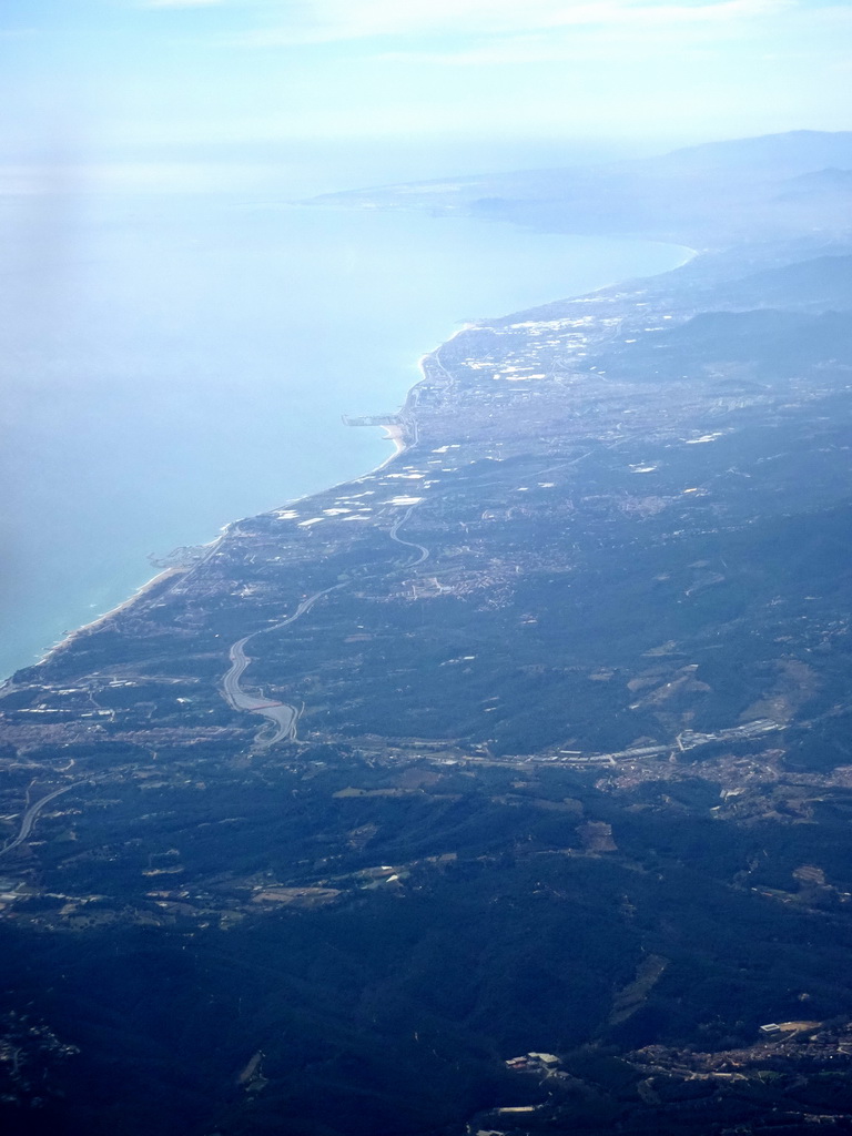 The town of Can Sanç and the city of Mataró, viewed from the airplane from Amsterdam