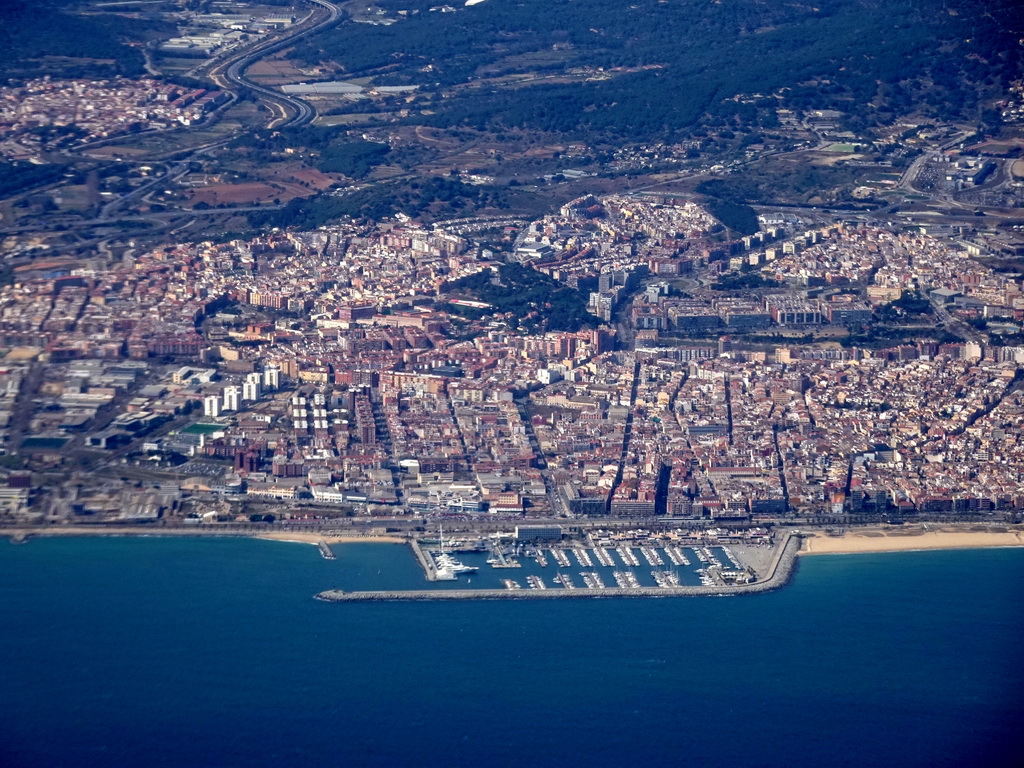 The city of Mataró, viewed from the airplane from Amsterdam